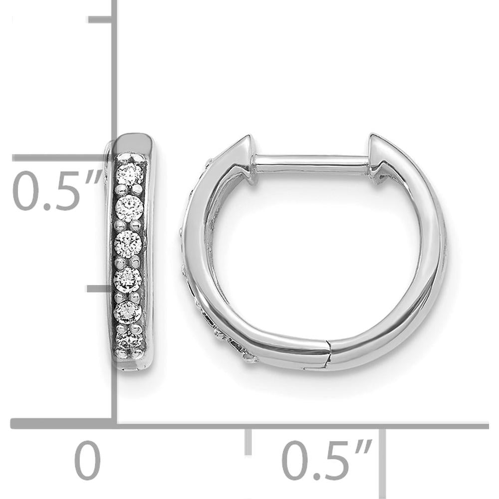 14K White Gold Hinged Hoop Earrings with Round Diamonds - 0.01 Carat Total Diamond Weight by Monteluci Fine Jewelry