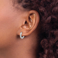14K White Gold Hinged Hoop Earrings with Round Diamonds - 0.02 Carat Total Diamond Weight by Monteluci Fine Jewelry