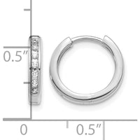 14K White Gold Hinged Hoop Earrings with Round Diamonds - 0.02 Carat Total Diamond Weight by Monteluci Fine Jewelry
