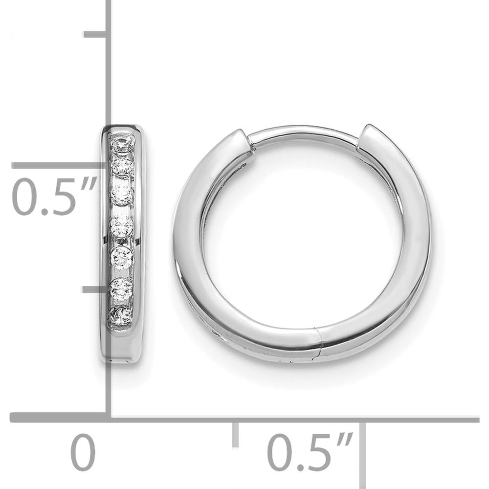 14K White Gold Hinged Hoop Earrings with Round Diamonds - 0.02 Carat Total Diamond Weight by Monteluci Fine Jewelry