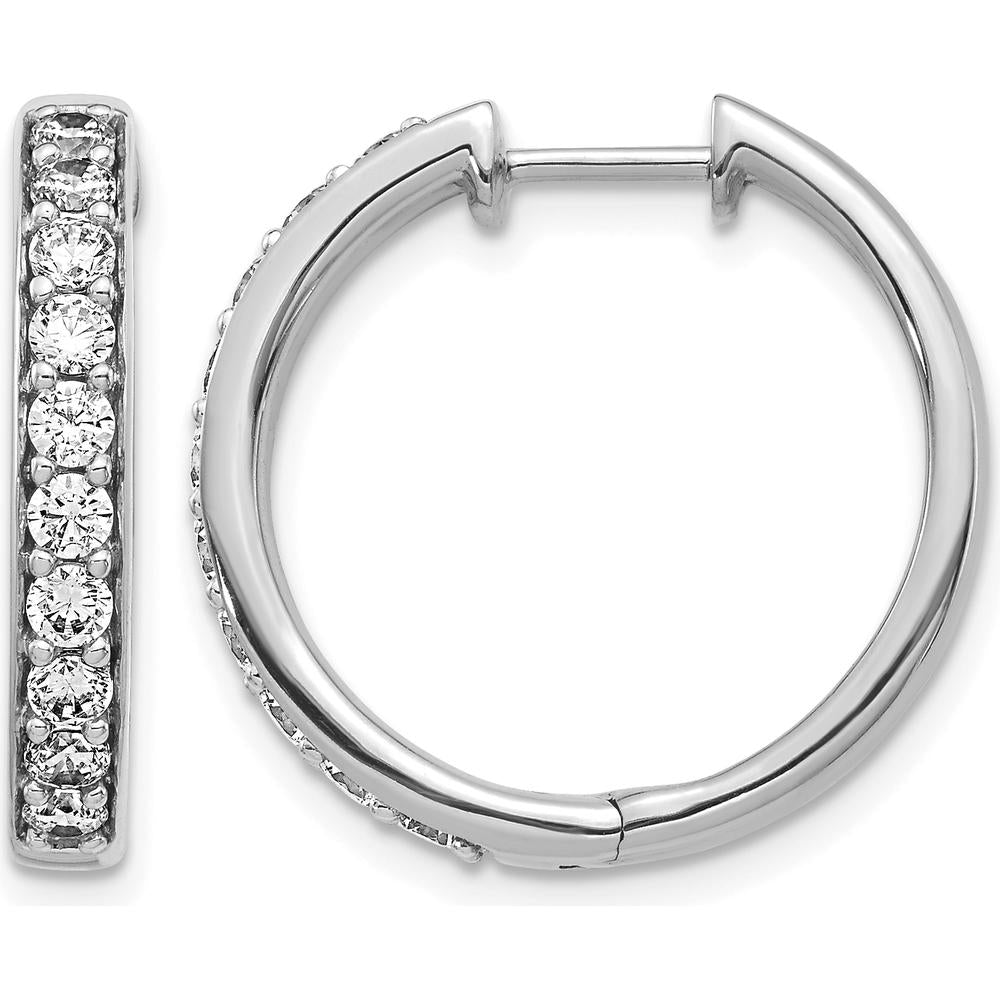 14K White Gold Hinged Hoop Earrings with Round Diamonds - 0.05 Carat Total Diamond Weight by Monteluci Fine Jewelry