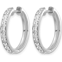 14K White Gold Hinged Hoop Earrings with Round Diamonds - 0.05 Carat Total Diamond Weight by Monteluci Fine Jewelry