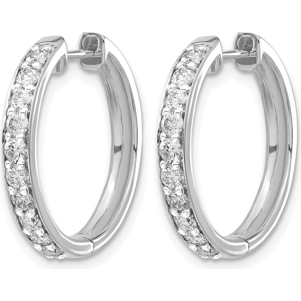 14K White Gold Hinged Hoop Earrings with Round Diamonds - 0.05 Carat Total Diamond Weight by Monteluci Fine Jewelry