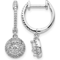 14K White Gold Hinged Hoop Earrings with Round Diamonds - 0.06 Carat Total Diamond Weight by Monteluci Fine Jewelry