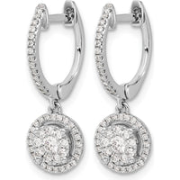 14K White Gold Hinged Hoop Earrings with Round Diamonds - 0.06 Carat Total Diamond Weight by Monteluci Fine Jewelry