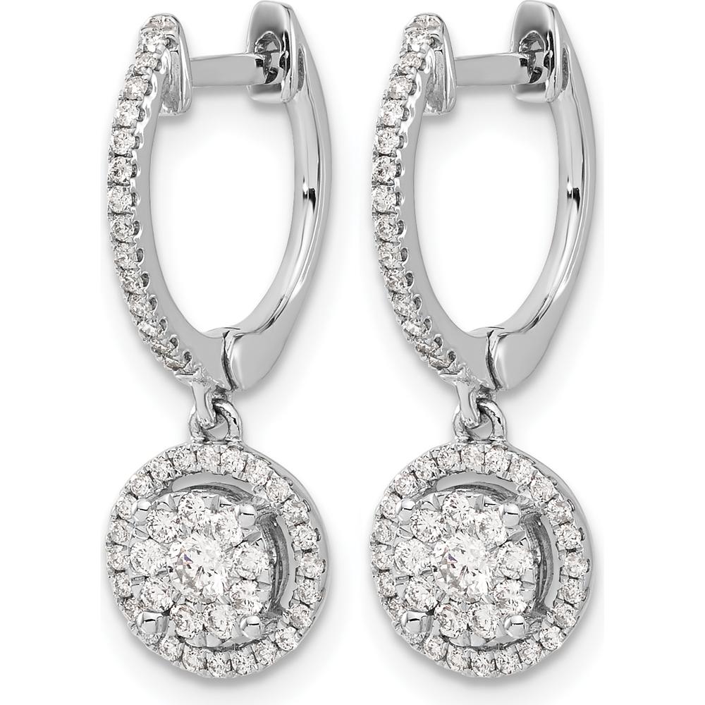 14K White Gold Hinged Hoop Earrings with Round Diamonds - 0.06 Carat Total Diamond Weight by Monteluci Fine Jewelry