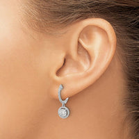 14K White Gold Hinged Hoop Earrings with Round Diamonds - 0.06 Carat Total Diamond Weight by Monteluci Fine Jewelry