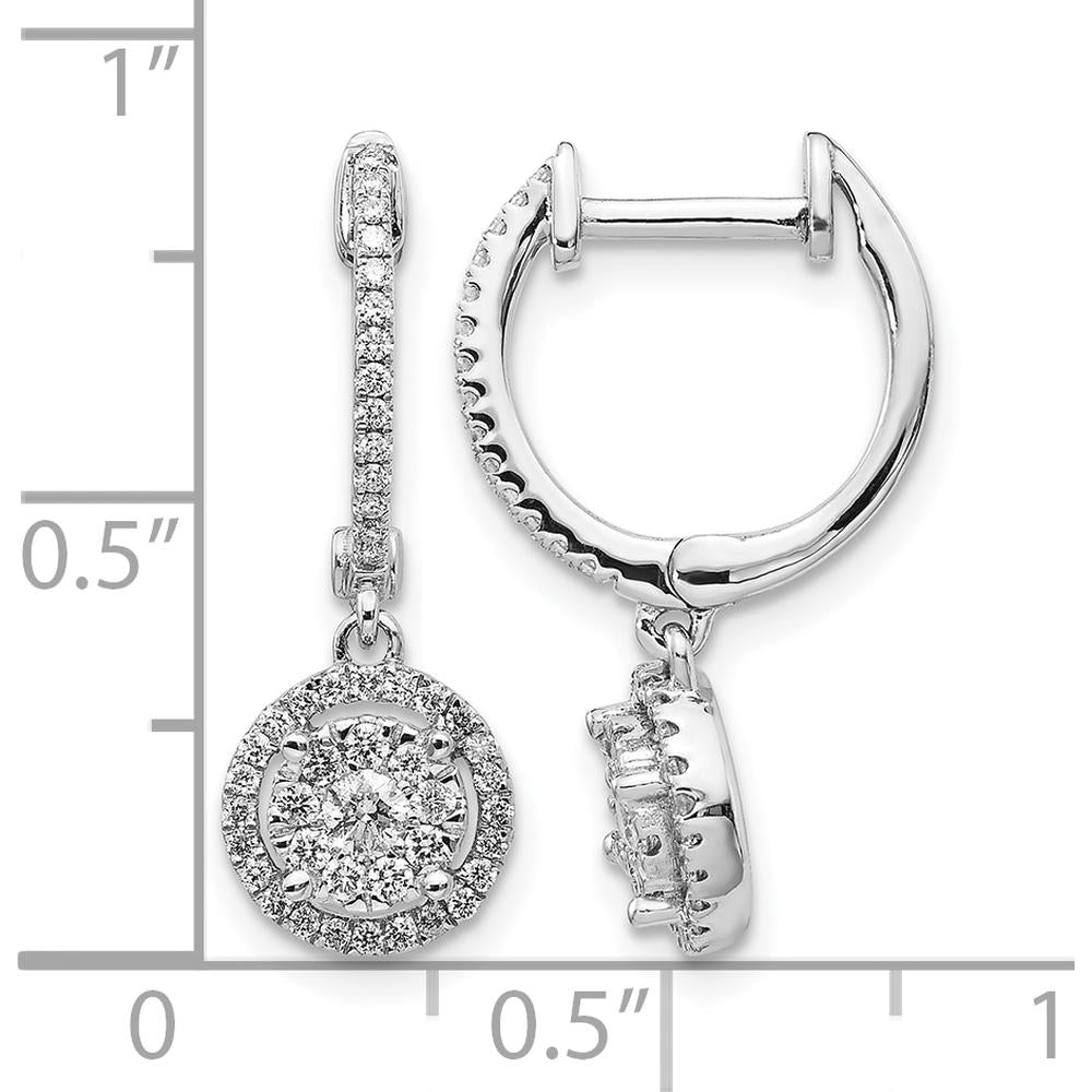 14K White Gold Hinged Hoop Earrings with Round Diamonds - 0.06 Carat Total Diamond Weight by Monteluci Fine Jewelry