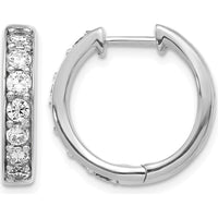 14K White Gold Hinged Hoop Earrings with Round Diamonds - 0.07 Carat Total Diamond Weight by Monteluci Fine Jewelry