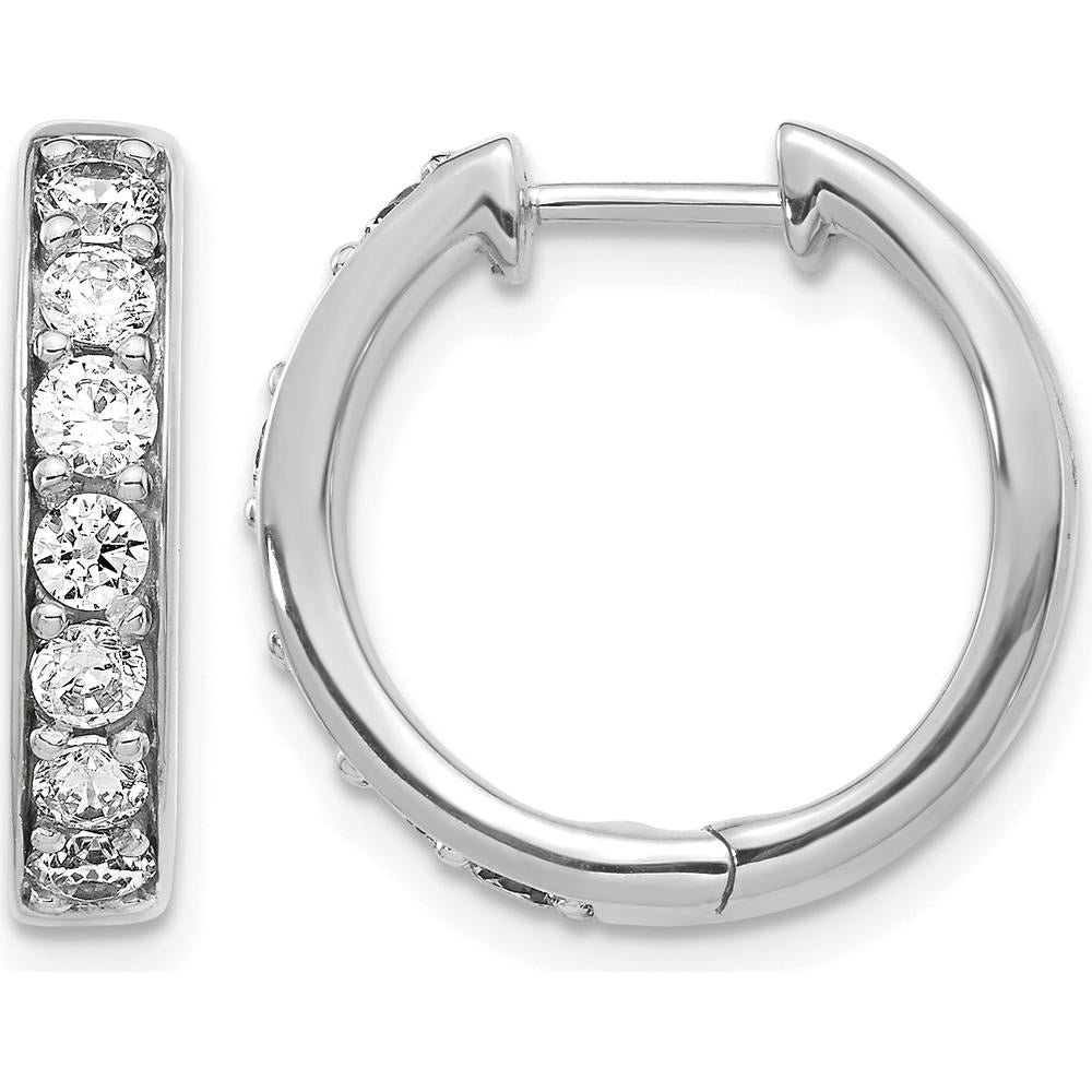 14K White Gold Hinged Hoop Earrings with Round Diamonds - 0.07 Carat Total Diamond Weight by Monteluci Fine Jewelry