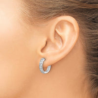 14K White Gold Hinged Hoop Earrings with Round Diamonds - 0.07 Carat Total Diamond Weight by Monteluci Fine Jewelry
