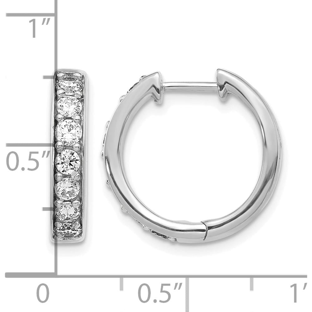 14K White Gold Hinged Hoop Earrings with Round Diamonds - 0.07 Carat Total Diamond Weight by Monteluci Fine Jewelry