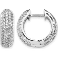 14K White Gold Hinged Hoop Earrings with Round Diamonds - 0.072 Carat Total Diamond Weight by Monteluci Fine Jewelry