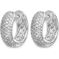 14K White Gold Hinged Hoop Earrings with Round Diamonds - 0.072 Carat Total Diamond Weight by Monteluci Fine Jewelry