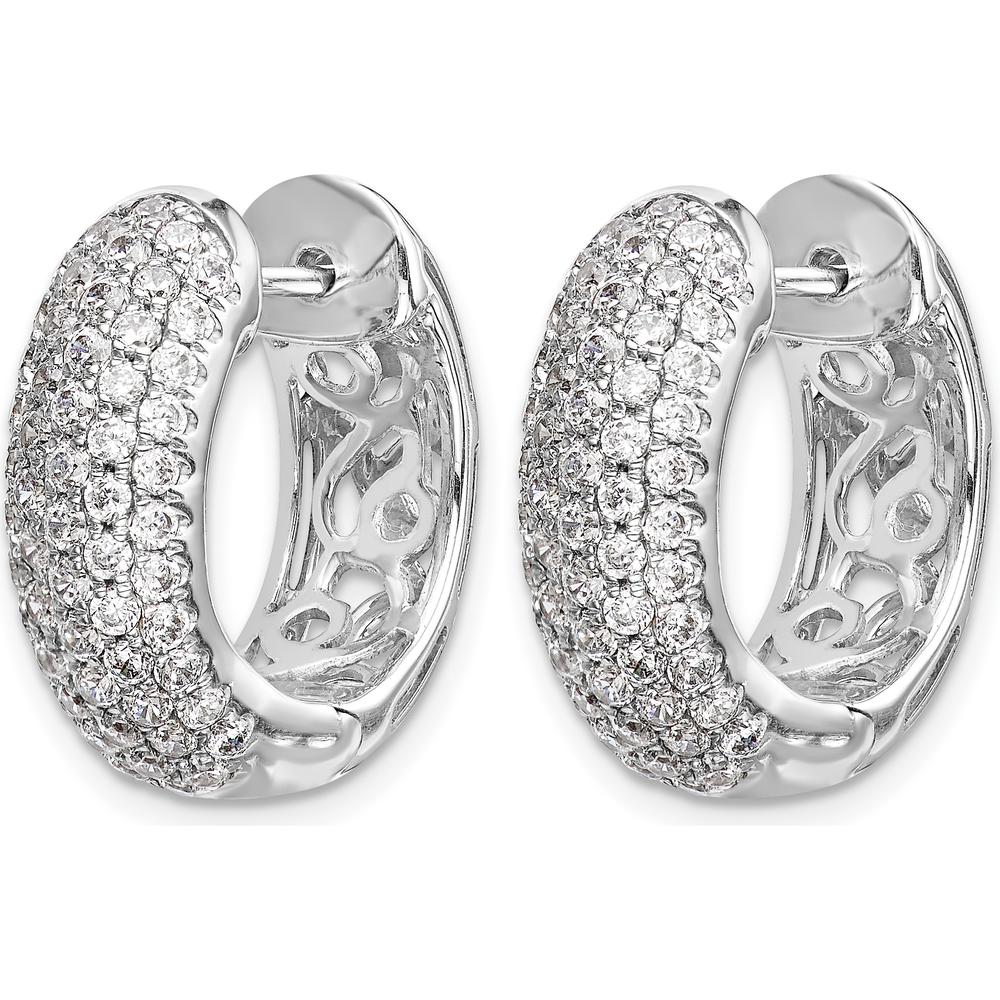 14K White Gold Hinged Hoop Earrings with Round Diamonds - 0.072 Carat Total Diamond Weight by Monteluci Fine Jewelry
