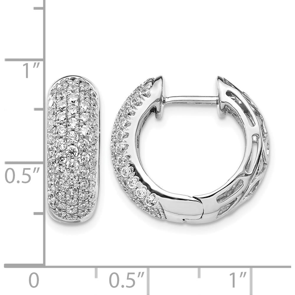 14K White Gold Hinged Hoop Earrings with Round Diamonds - 0.072 Carat Total Diamond Weight by Monteluci Fine Jewelry