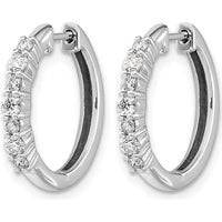 14K White Gold Hinged Hoop Earrings with Round Diamonds - 0.09 Carat Total Diamond Weight by Monteluci Fine Jewelry