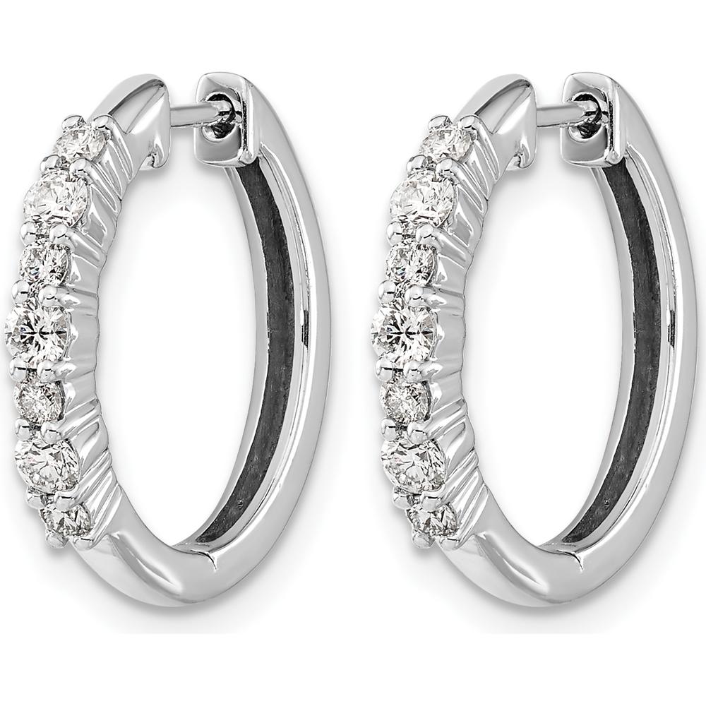 14K White Gold Hinged Hoop Earrings with Round Diamonds - 0.09 Carat Total Diamond Weight by Monteluci Fine Jewelry