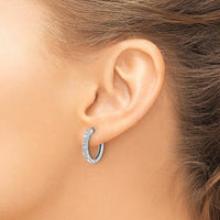 14K White Gold Hinged Hoop Earrings with Round Diamonds - 0.09 Carat Total Diamond Weight by Monteluci Fine Jewelry