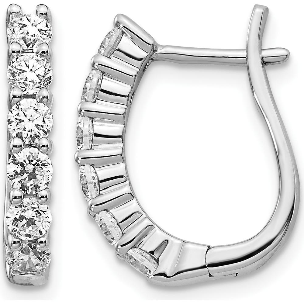 14K White Gold Hinged Hoop Earrings with Round Diamonds - 0.18 Carat Total Diamond Weight by Monteluci Fine Jewelry