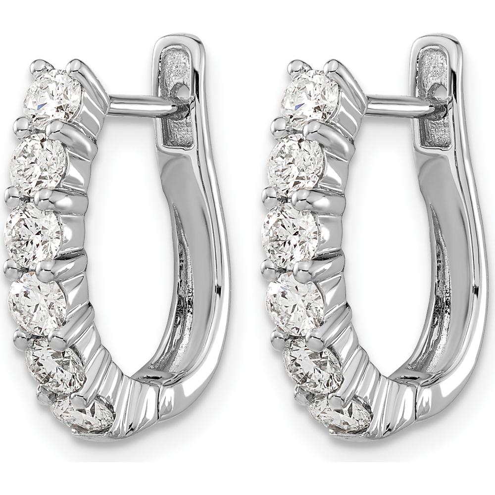 14K White Gold Hinged Hoop Earrings with Round Diamonds - 0.18 Carat Total Diamond Weight by Monteluci Fine Jewelry