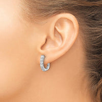 14K White Gold Hinged Hoop Earrings with Round Diamonds - 0.18 Carat Total Diamond Weight by Monteluci Fine Jewelry