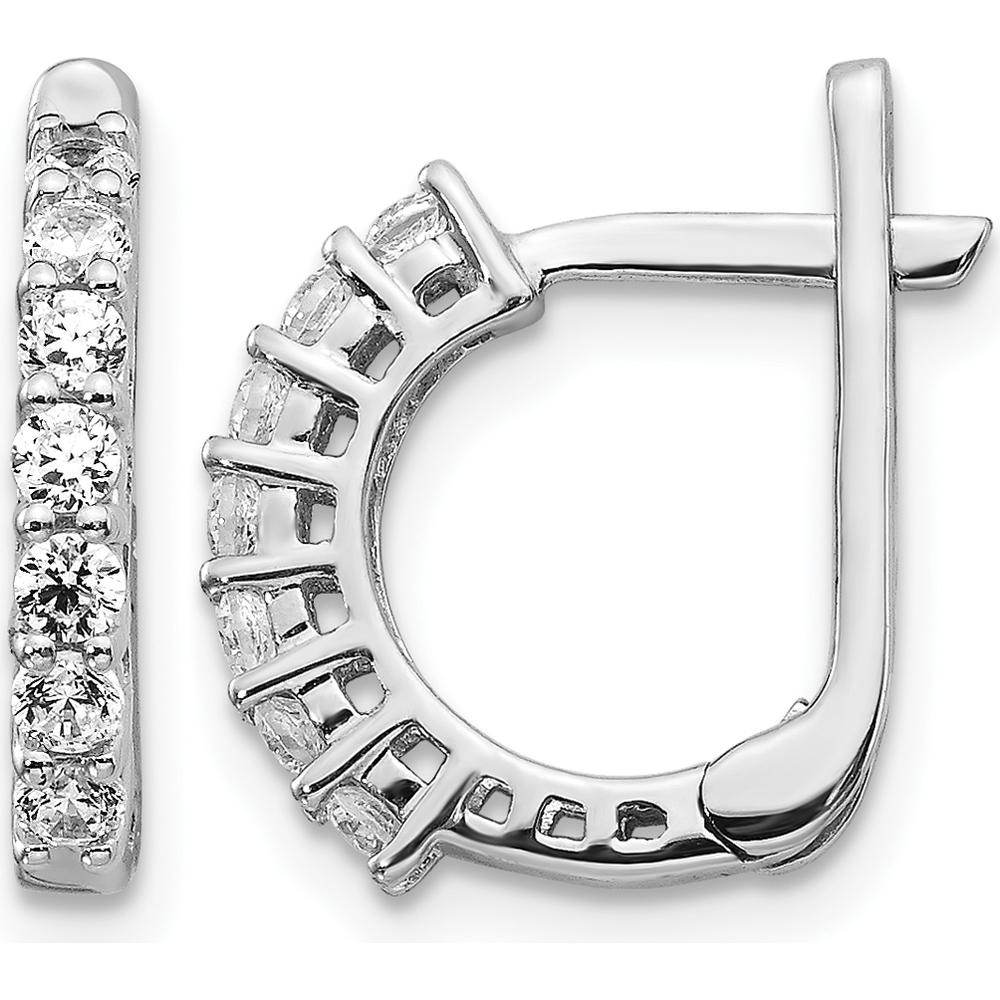 14K White Gold Hinged Hoop Earrings with Round Diamonds - 0.44 Carat Total Diamond Weight by Monteluci Fine Jewelry