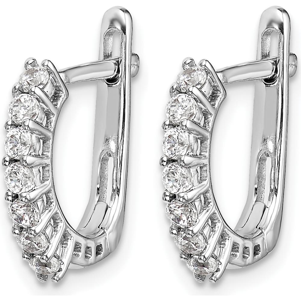 14K White Gold Hinged Hoop Earrings with Round Diamonds - 0.44 Carat Total Diamond Weight by Monteluci Fine Jewelry