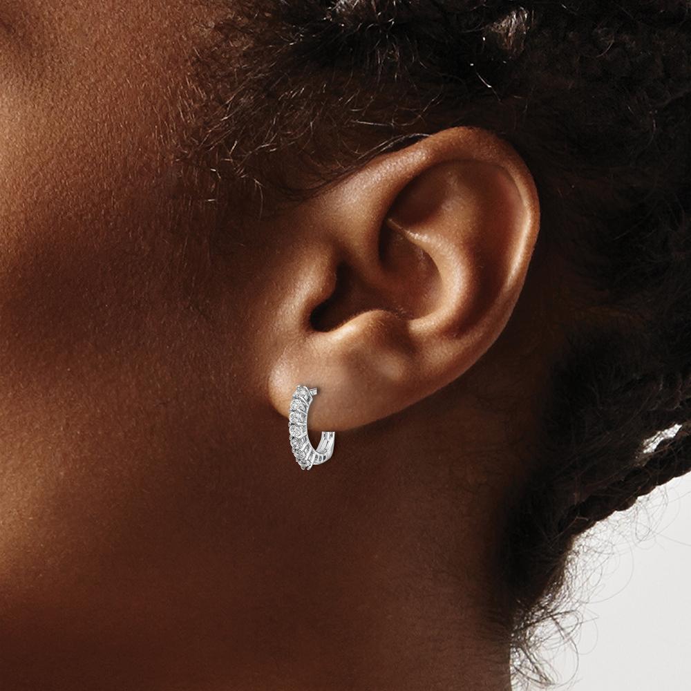 14K White Gold Hinged Hoop Earrings with Round Diamonds - 0.44 Carat Total Diamond Weight by Monteluci Fine Jewelry