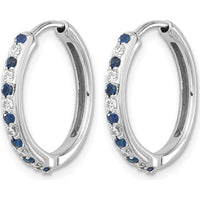 14K White Gold Hinged Hoop Earrings with Round Diamonds and Sapphires - 0.36 Carat Total Gem Weight by Monteluci Fine Jewelry