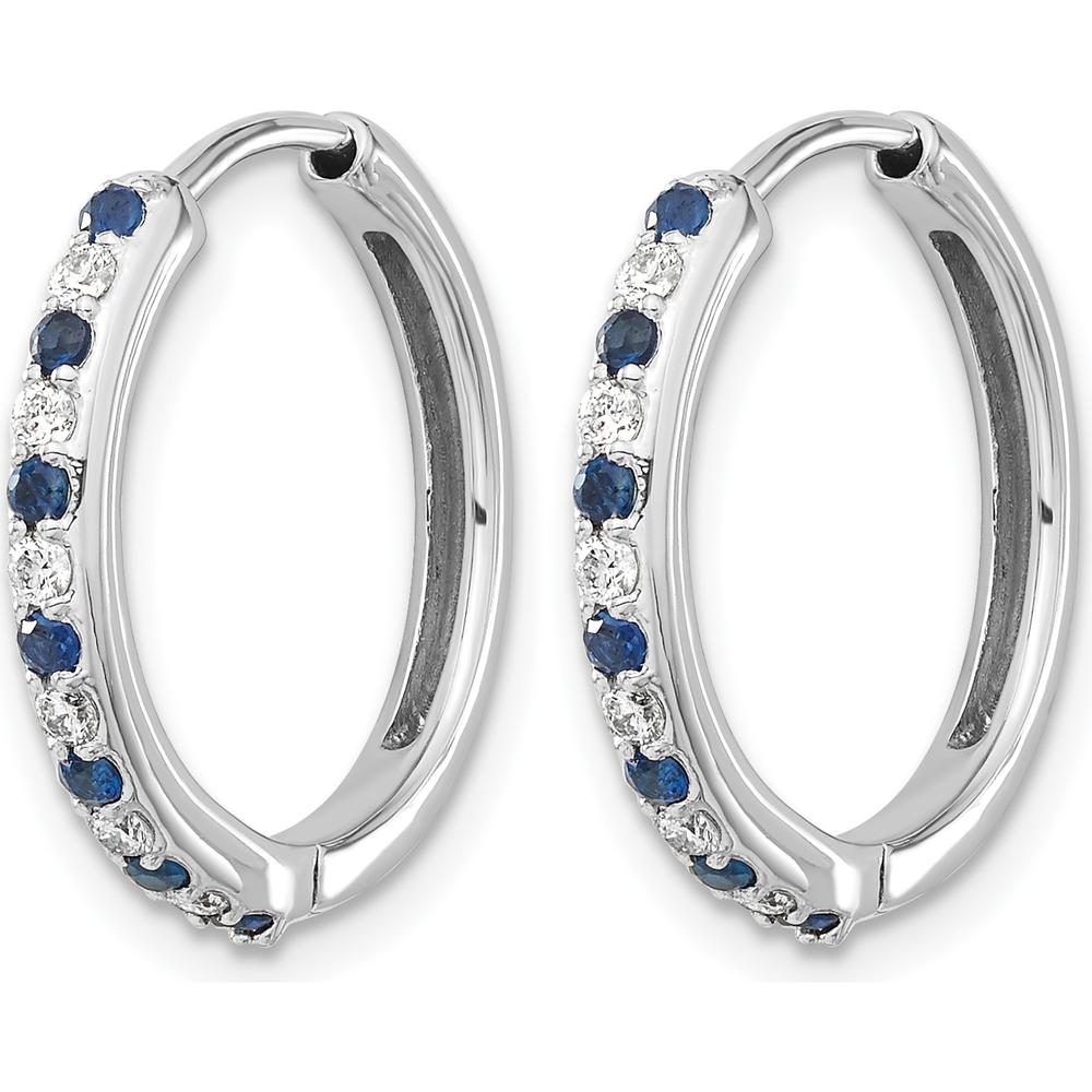 14K White Gold Hinged Hoop Earrings with Round Diamonds and Sapphires - 0.36 Carat Total Gem Weight by Monteluci Fine Jewelry