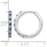 14K White Gold Hinged Hoop Earrings with Round Diamonds and Sapphires - 0.36 Carat Total Gem Weight by Monteluci Fine Jewelry