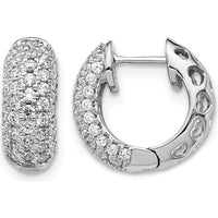 14K White Gold Hinged Hoop Earrings with Round Natural Diamonds - 0.016 Carat Total Diamond Weight by Monteluci Fine Jewelry
