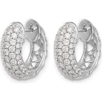 14K White Gold Hinged Hoop Earrings with Round Natural Diamonds - 0.016 Carat Total Diamond Weight by Monteluci Fine Jewelry