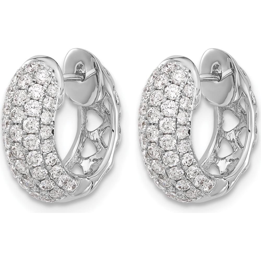14K White Gold Hinged Hoop Earrings with Round Natural Diamonds - 0.016 Carat Total Diamond Weight by Monteluci Fine Jewelry