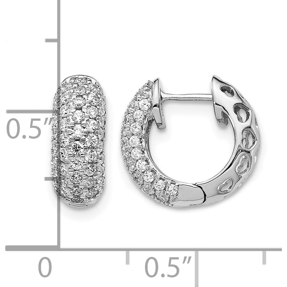 14K White Gold Hinged Hoop Earrings with Round Natural Diamonds - 0.016 Carat Total Diamond Weight by Monteluci Fine Jewelry