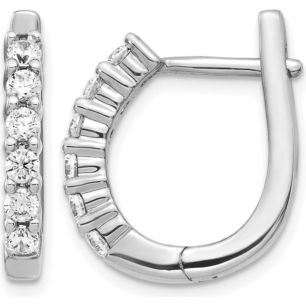 14K White Gold Hinged Hoop Earrings with Round Natural Diamonds - 0.18 Carat Total Diamond Weight by Monteluci Fine Jewelry