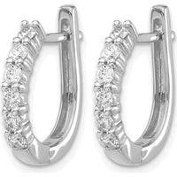14K White Gold Hinged Hoop Earrings with Round Natural Diamonds - 0.18 Carat Total Diamond Weight by Monteluci Fine Jewelry