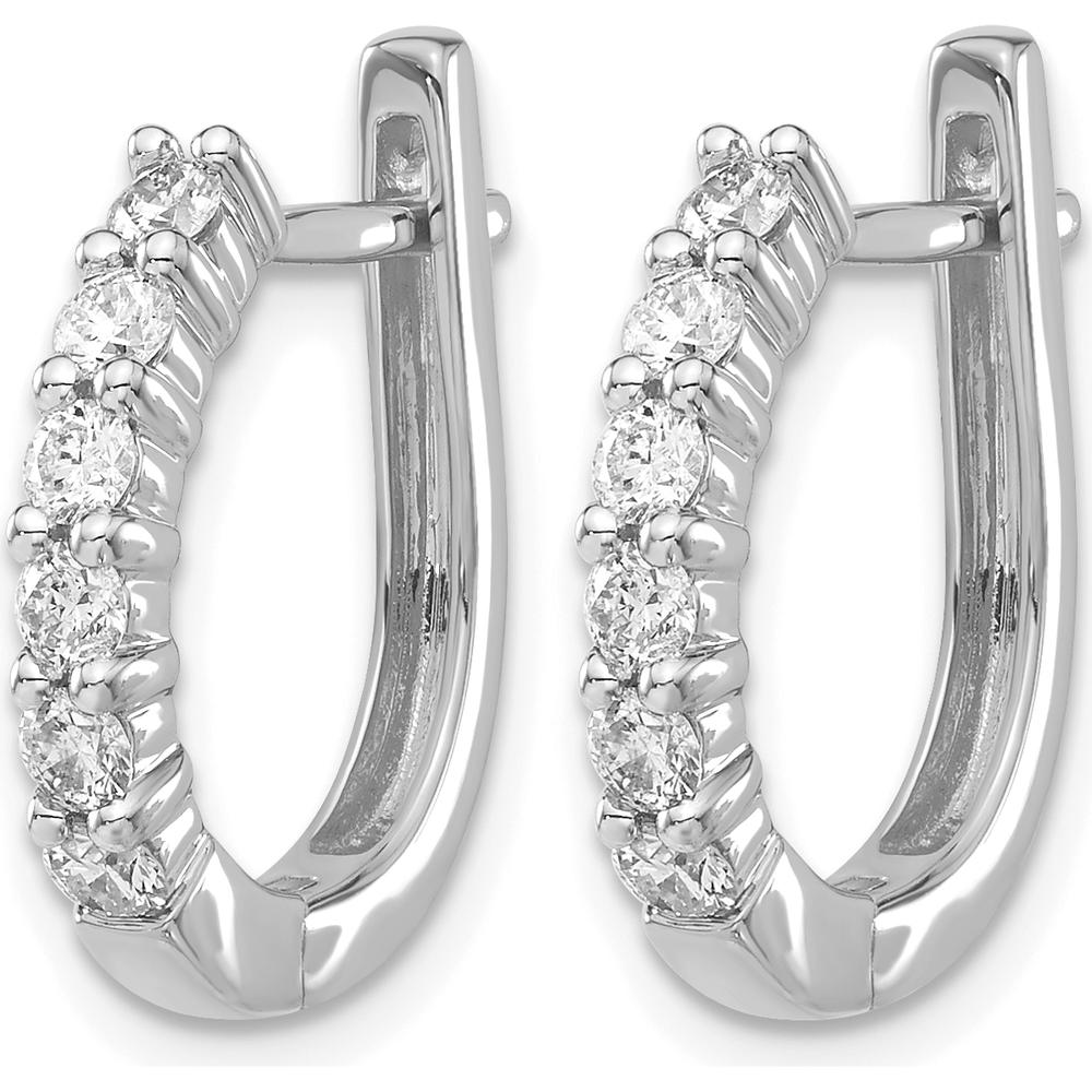 14K White Gold Hinged Hoop Earrings with Round Natural Diamonds - 0.18 Carat Total Diamond Weight by Monteluci Fine Jewelry