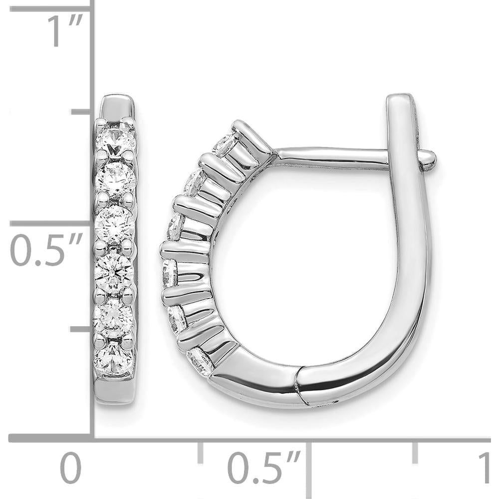 14K White Gold Hinged Hoop Earrings with Round Natural Diamonds - 0.18 Carat Total Diamond Weight by Monteluci Fine Jewelry