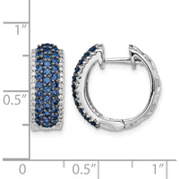 14K White Gold Hinged Hoop Earrings with Round Sapphires and Diamonds - 0.02 Carat Sapphire Weight, 0.004 Carat Diamond Weight by Monteluci Fine Jewelry