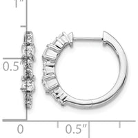 14K White Gold Hinged Hoop Earrings with Square and Round Diamonds - 0.085 Carat Total Diamond Weight by Monteluci Fine Jewelry