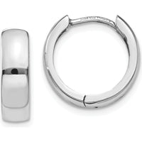14K White Gold Hinged Huggie Earrings with Polished Finish - Elegant Women's Jewelry by 0