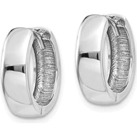 14K White Gold Hinged Huggie Earrings with Polished Finish - Elegant Women's Jewelry by 0