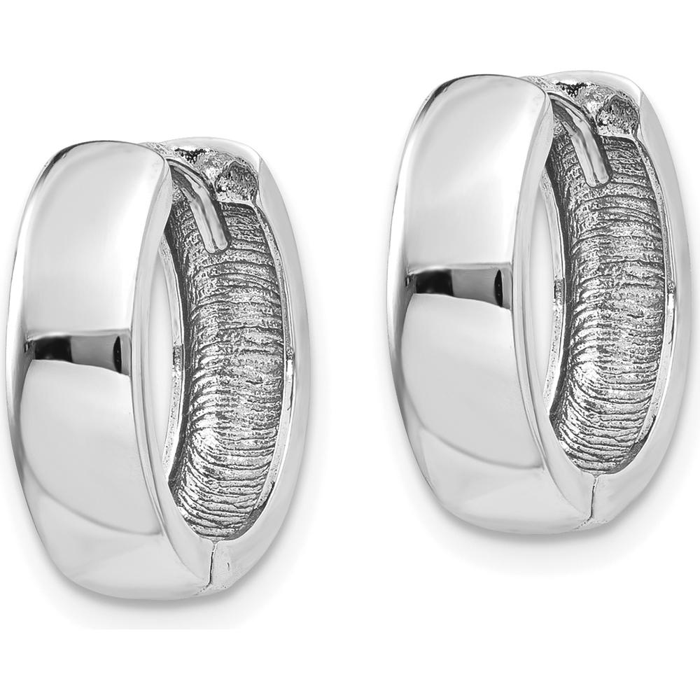 14K White Gold Hinged Huggie Earrings with Polished Finish - Elegant Women's Jewelry by 0