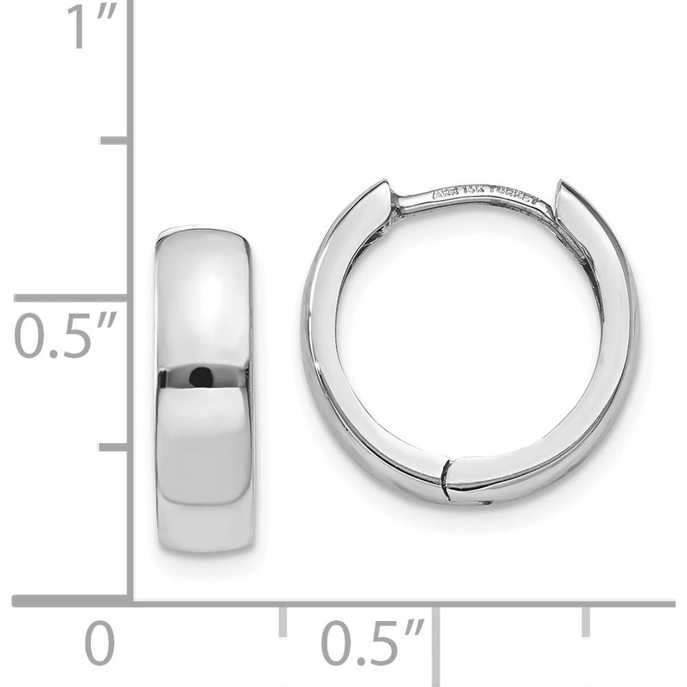 14K White Gold Hinged Huggie Earrings with Polished Finish - Elegant Women's Jewelry by 0