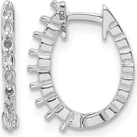 14K White Gold Hinged Huggie Earrings with Round Diamond Mountings - 16 x 1.5mm by Monteluci Fine Jewelry