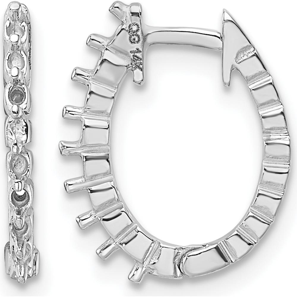 14K White Gold Hinged Huggie Earrings with Round Diamond Mountings - 16 x 1.5mm by Monteluci Fine Jewelry