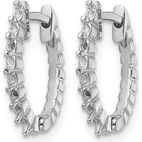 14K White Gold Hinged Huggie Earrings with Round Diamond Mountings - 16 x 1.5mm by Monteluci Fine Jewelry
