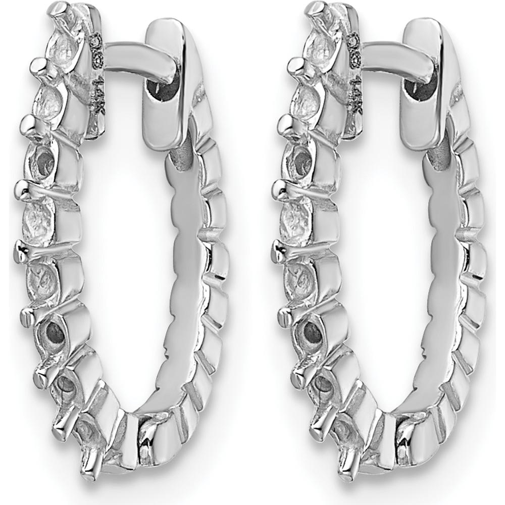 14K White Gold Hinged Huggie Earrings with Round Diamond Mountings - 16 x 1.5mm by Monteluci Fine Jewelry